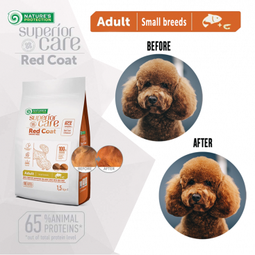 Сухой корм для собак с рыжей шерстью Natures Protection с лососем- Red Coat Adult Small Breers 1,5 кг