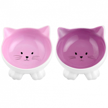 Набір із двох керамічних мисок Navaris - Ceramic Cat Bowl, рожевий та малиновий