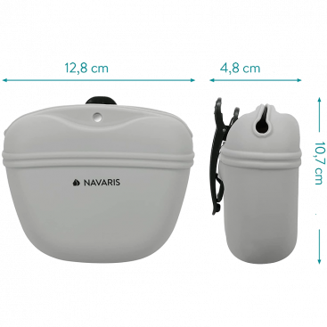 Силіконова сумка для ласощів з магнітною застібкою Navaris Hunde Futterbeutel aus Silikon,light grey