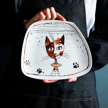 Керамическая миска Olevo - Cute Cartoon Cat, 12.5 см