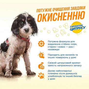 Надпотужний засіб Оранж ОКСІ д/видалення плям і запаху від життєдіял. собак і котів 945мл