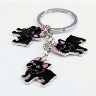 Брелок у вигляді трьох чорних французів Apple Girl - French bulldog charms
