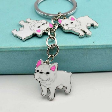 Брелок у вигляді трьох білих французів Apple Girl - French bulldog charms