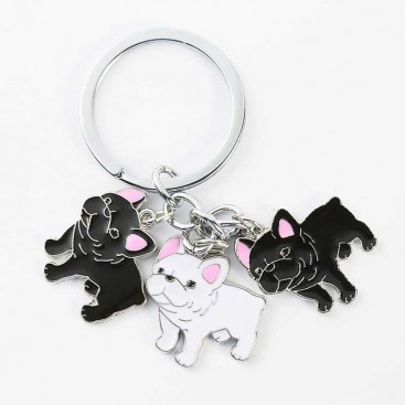 Брелок у вигляді чорних і білого французів Apple Girl - French bulldog charms