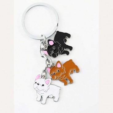 Брелок у вигляді трьох французів Apple Girl - French bulldog charms