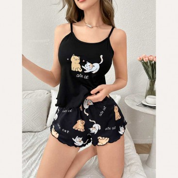 Піжама жіноча шорти+топ Cozy Home - Sleeping Cats, XL