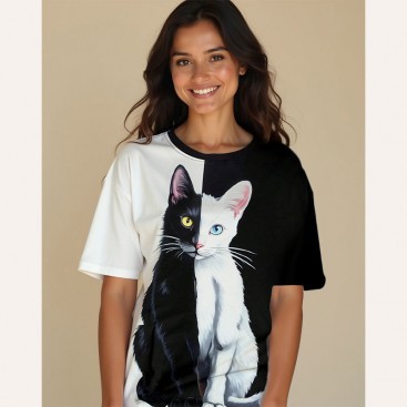 Футболка жіноча Luna - Black and White Cats, L