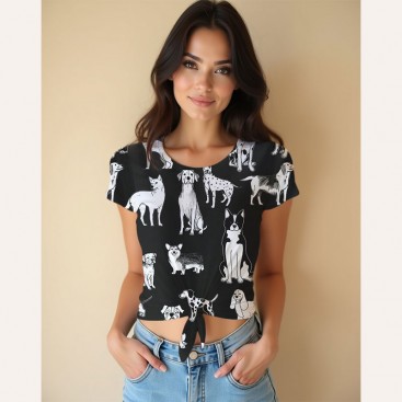 Футболка жіноча Emery Rose - Dogs Black, L