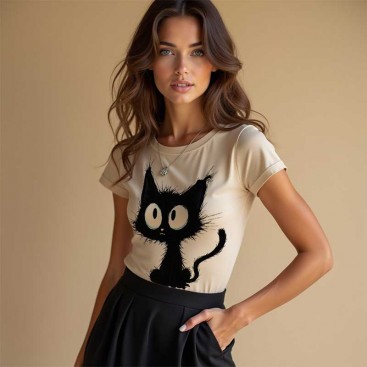 Футболка жіноча Essential - Beige Crazy Cat, L (40/42)