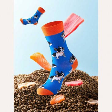 Шкарпетки з бульдогом Holiday - Blue&Orange, 39-42