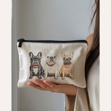 Косметичка біла з мопсами Confession - White Pugs