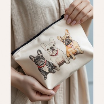 Косметичка біла з французиками Confession - White French Bulldog