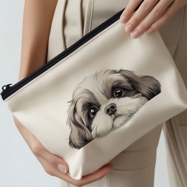Косметичка біла з ши-тцу Confession - Shih tzu