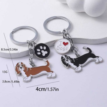 Брелок срібний з басетом Apple Girl - Basset hound brown