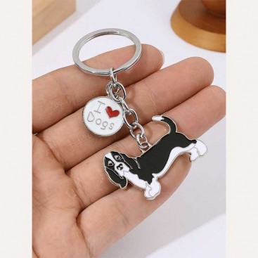 Брелок срібний з басетом Apple Girl - Basset hound black