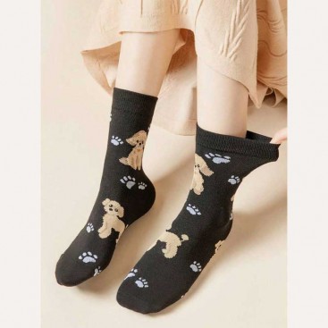 Шкарпетки з пуделем і лапками чорні Septwolves Underwear - Poodle and Paws, 36-39