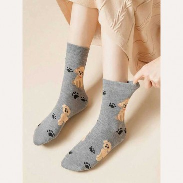 Шкарпетки з пуделем і лапками сірі Septwolves Underwear - Poodle and Paws, 36-39