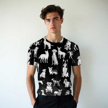 Футболка мужская Manfinity Homme - Many white dogs, XL