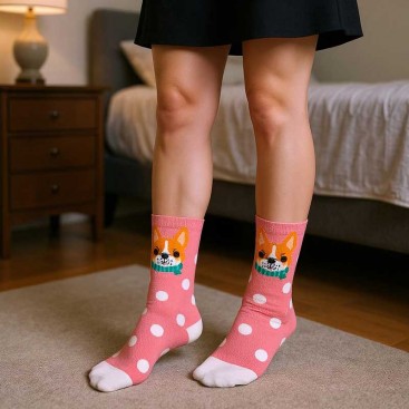 Шкарпетки з французом і білим горошком Vincent - Pink with white dots, 36-41