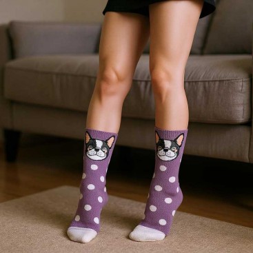 Шкарпетки з французом і білим горошком Vincent - Violet with white dots, 36-41