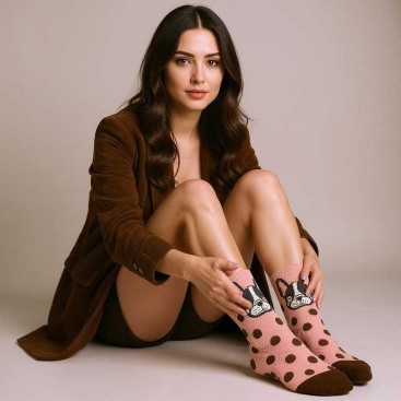 Шкарпетки рожеві з французом і шоколадним горошком Vincent - Chocolate&Strawberry, 36-41