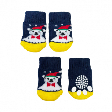 Носки синие с белым медведем 4 шт - Pet Socks, S: 2.5х6 см
