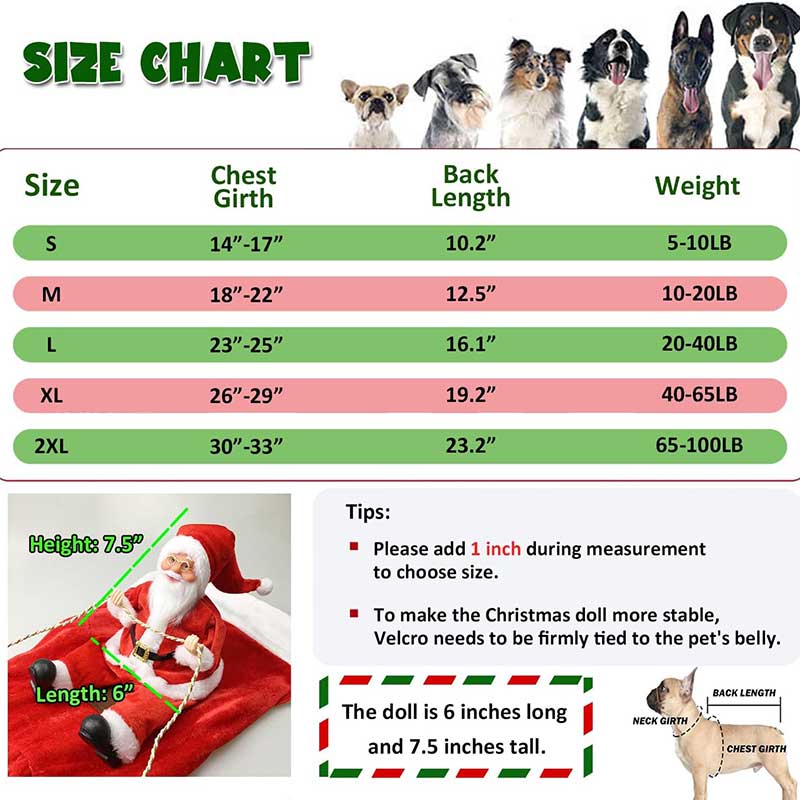 Різдвяна накидка для тварин з Санта Клаусом на спині PetsIn - Sweater style Santa Claus, XXL