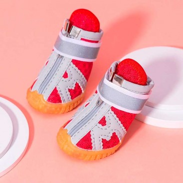 Черевики для собак 4 шт червоні - Breathable Pet Shoes,  XXL (6,2х5 см)