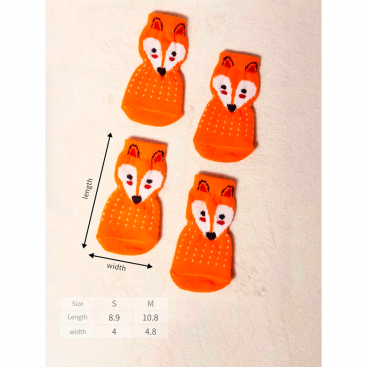 Носочки оранжевые лисички 4 шт - Fox Pattern Pet Socks, M 4.8х10.8 см