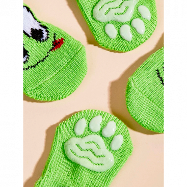 Носочки салатовые с глазками 4 шт - Non-slip Cartoon Graphic Dog Socks, S 2.5х6 см