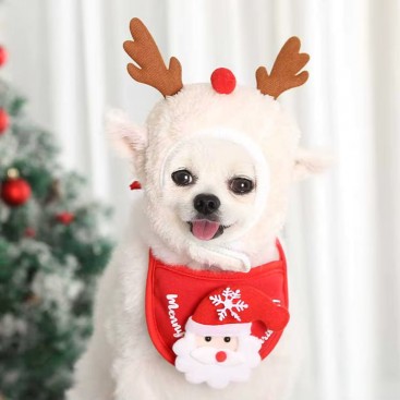 Різдвяна шапка для тварин з ріжками PetsIn - Deer Hat white