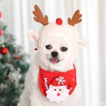 Різдвяна шапка для тварин з ріжками PetsIn - Deer Hat white,L