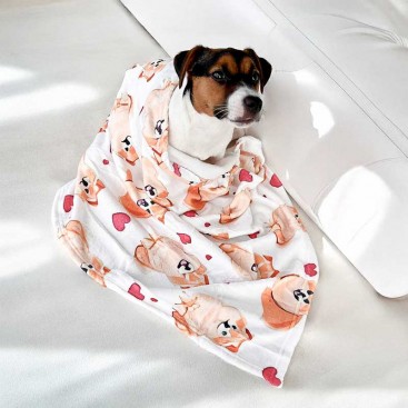 Плед для тварин з еко хутром Home Creative - Spitz with hearts, 75х100 см