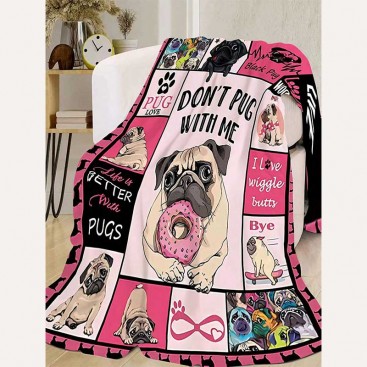 Фланелевий плед для собак Home Creative - Don't Pug with me, 70x100 см