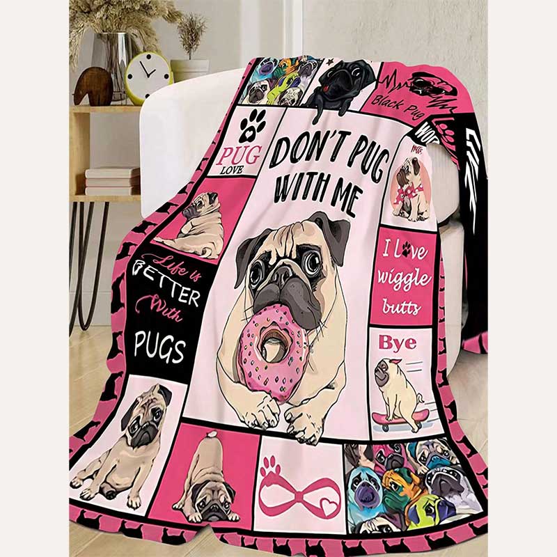 Фланелевый плед для собак Home Creative - Don't Pug with me, 70x100 см