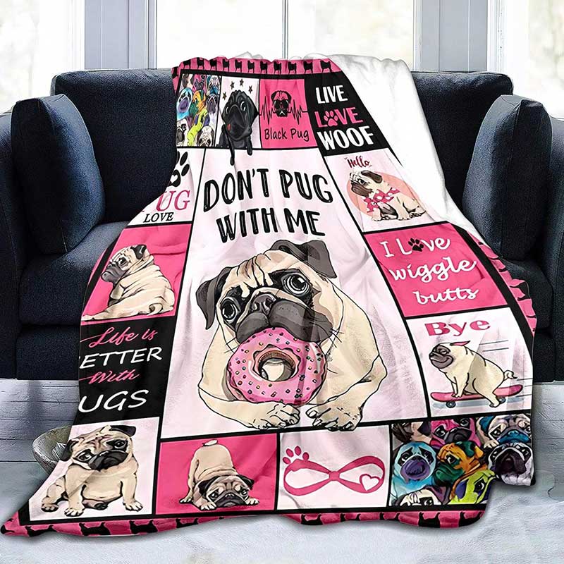 Фланелевый плед для собак Home Creative - Don't Pug with me, 70x100 см