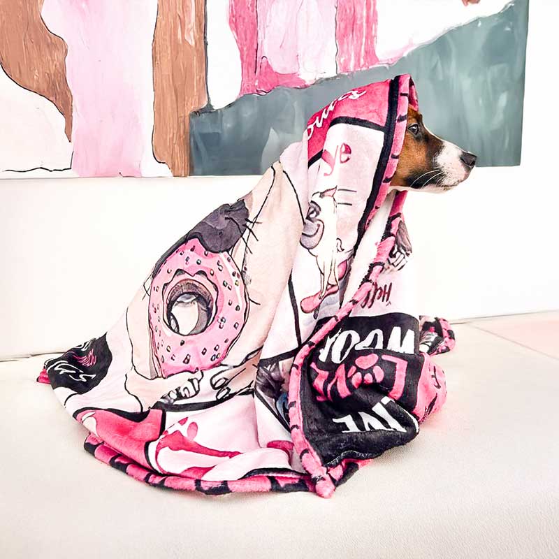 Фланелевый плед для собак Home Creative - Don't Pug with me, 70x100 см