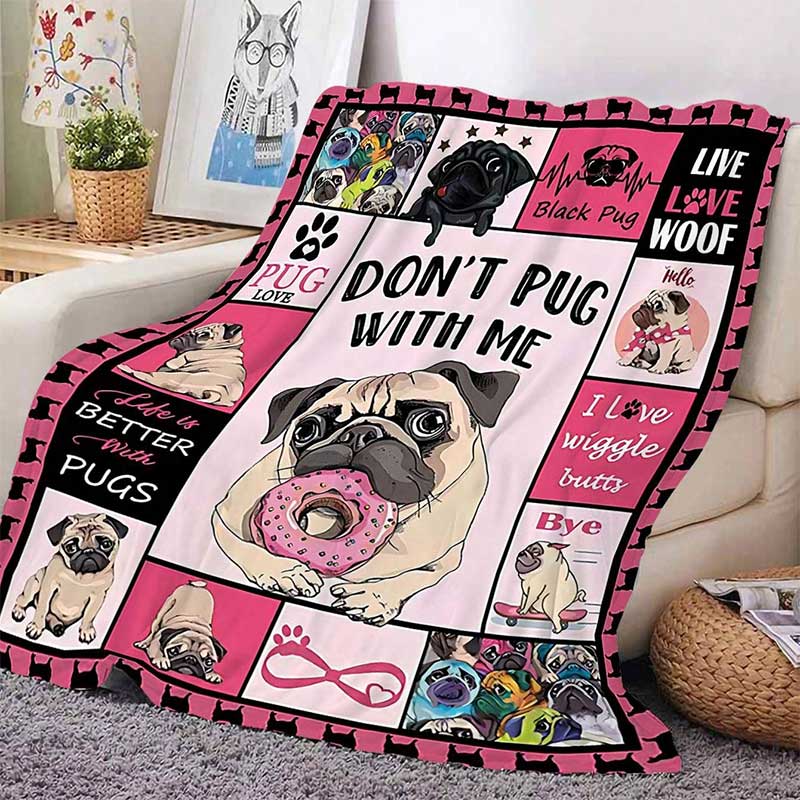 Фланелевый плед для собак Home Creative - Don't Pug with me, 70x100 см