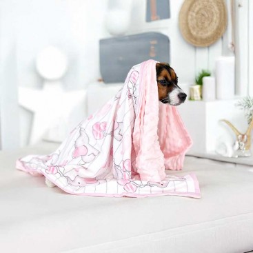 Двосторонній плед для тварин Home Creative - Pink Elefants, 102x76 см