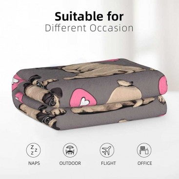 Фланелевий плед для собак Home Creative - Grey Pugs, 70x100 см