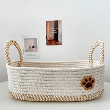 Корзина ручного плетения для хранения игрушек для животных PetLobby - Cozy Paw, beige