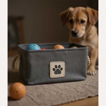 Кошик для зберігання іграшок для собак PetLobby - Paw Box Grey