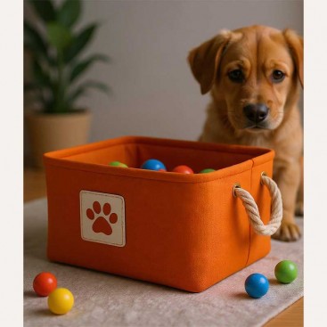 Корзина для хранения игрушек для собак PetLobby - Paw Box Orange