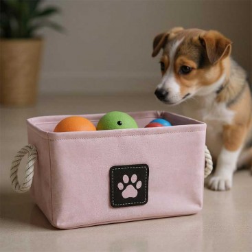 Кошик для зберігання іграшок для собак PetLobby - Paw Box Pink