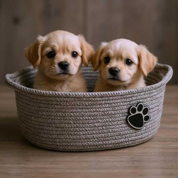 Кошик для зберігання іграшок для тварин PetLobby - Wicker Grey