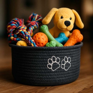 Кошик для зберігання іграшок для тварин PetLobby - Wicker Black