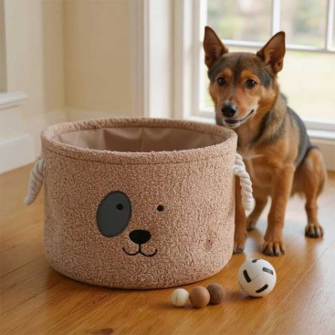 Корзина для хранения игрушек круглая PetsIn - Doggy Beige