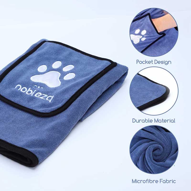 Рушник для домашніх тварин з кишеньками Nobleza - Blue