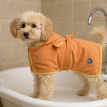 Плюшевий халат з капюшоном FreeDog - Orange, M