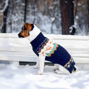 Свитер для собак синий с оленями PetsIn - Christmas Deers blue, L